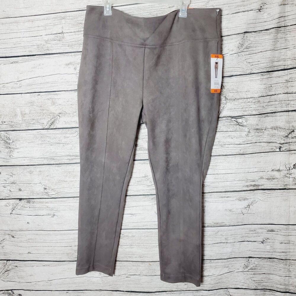 Andrew Marc Womens Super Soft Stretch Faux Suede Pull On Pants Taupe size XXL